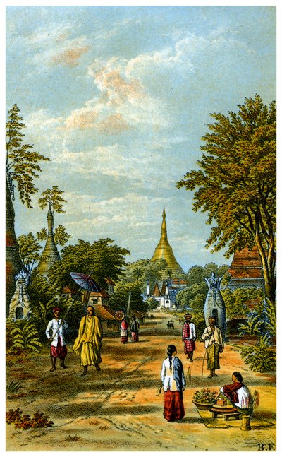 Shwe Dragon-pagoden, Rangoon, 1800-tallet. av C Kegan Paul