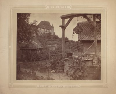 Heidelberg - Utsikt over slottet fra hagen, ca. 1870 (albumtrykk på kartongfeste) av C. M. Eckert
