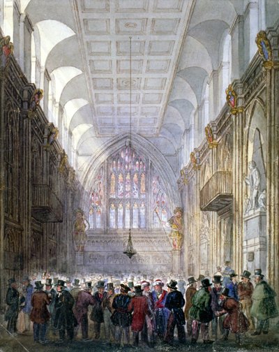 Interiør i Guildhall, City of London, 1838. av C Matthews