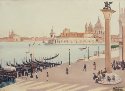 Solnedgang fra Loggioen til Dogepalasset av Cagnaccio di San Pietro