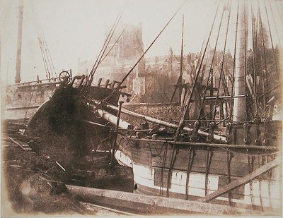 Sailing Vessels in Harbour, ca. 1845 (saltet papirtrykk fra kalotype negativ) av Calvert Richard Jones