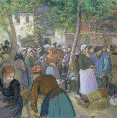 Fjærkre marked på Gisors av Camille Jacob Pissarro