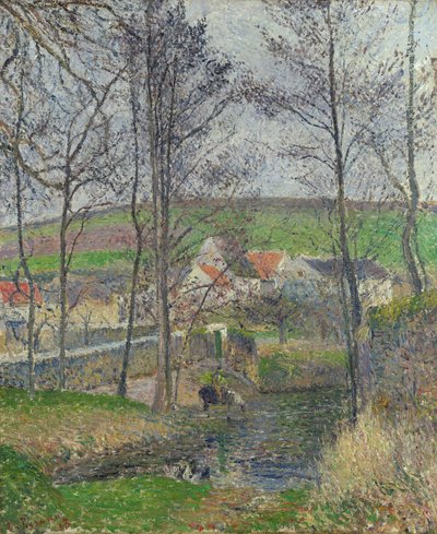 Breddene ved Viosne ved Osny i gråvær, vinter av Camille Jacob Pissarro