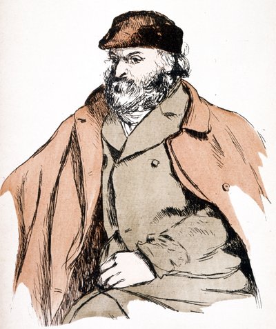 Illustrasjonsportrett av Paul Cezanne (1839 - 1906), fransk kunstner og postimpresjonistisk maler. (gravering) av Camille (after) Pissarro