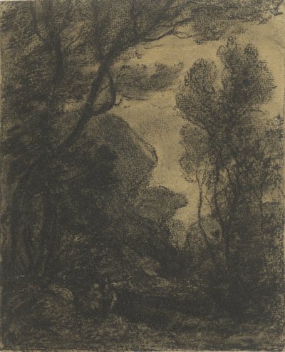 Skogutsikt om natten av Camille Corot