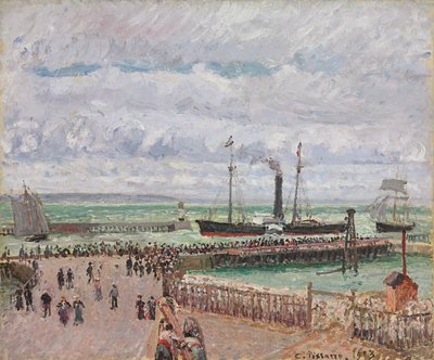Inngang til havnen i Le Havre og West Breakwaters, lysende grått vær; Inngang til havnen i Le Havre og den vestlige moloen, lyst grått vær, 1903 av Camille Jacob Pissarro
