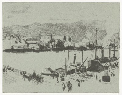 Utsikt over kaien til Seinen i Rouen Quai Boieldieu, i Rouen av Camille Jacob Pissarro