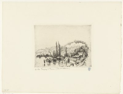 Landskap nær Rouen Paysage à Rouen (Côte ste Catherine) (tittel på objekt) av Camille Jacob Pissarro