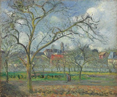Frukthage ved Saint-Ouen-l"Aumone om vinteren; Frukthage ved Saint-Ouen-l"Aumone om vinteren, 1877 av Camille Jacob Pissarro