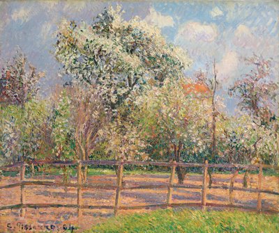 Pæretrær i blomst, Eragny; Poiriers en fleur, Eragny, 1894 av Camille Jacob Pissarro