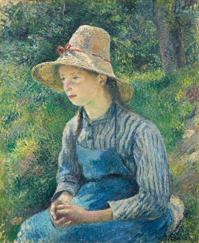 Bondepike med stråhatt, 1881 av Camille Jacob Pissarro