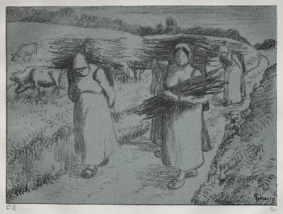 Bønder som bærer Fagots, ca. 1896. av Camille Jacob Pissarro