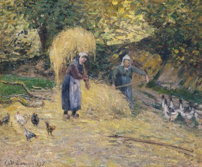 Peasants Heaving Straw, Montfoucault, 1875 av Camille Jacob Pissarro