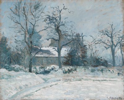 Piettes hus i Montfoucault, Snow Effect, 1874 av Camille Jacob Pissarro