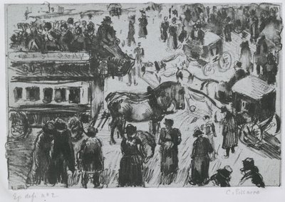 Place du Havre, i Paris, ca. 1897 (litografi på sink) av Camille Jacob Pissarro