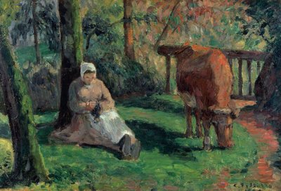 Gjeterinne, Montfoucault, 1875 av Camille Jacob Pissarro