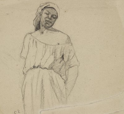 Studie av en svart person (kull på papir) av Camille Jacob Pissarro