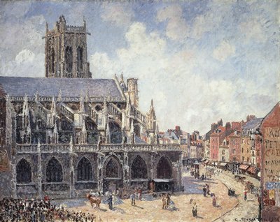 St. Jacques-kirken i Dieppe i morgensolen; L"eglise Saint-Jacques a Dieppe Matin, Soleil, 1901 av Camille Jacob Pissarro