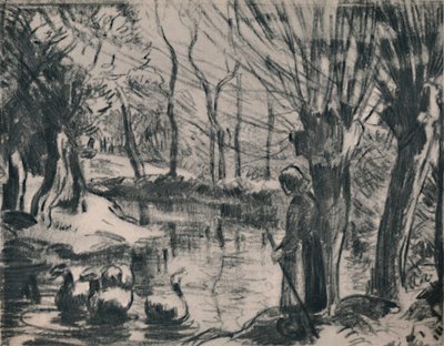 The Goose Girl, ca. 1870-tallet, 1946 av Camille Jacob Pissarro