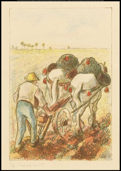 The Plough, frontispice for "Les Temps Nouveaux", 1901 av Camille Jacob Pissarro