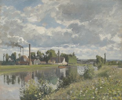 Elven Oise nær Pontoise, 1873 av Camille Jacob Pissarro