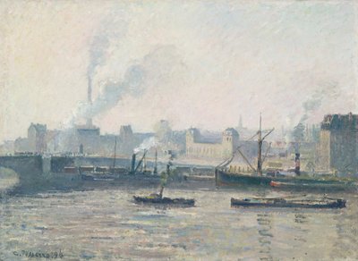 Saint-Sever-broen, Rouen: Mist, 1896 av Camille Jacob Pissarro