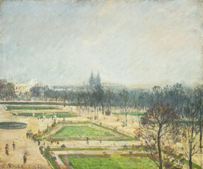 Tuilerie-dammene, Mist; The Tuileries Basin, Mist, 1900 av Camille Jacob Pissarro