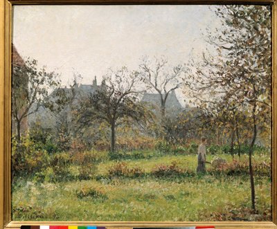 Kvinne i en frukthage, høstmatiné, hage til Eragny Maleri av Camille Pissarro (1830-1903) 1897 Søn. 0,54x0,65 m Paris, musee d