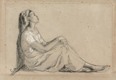 Ung svart kvinne sittende, 1855-7 av Camille Jacob Pissarro