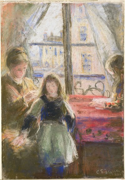 Ved vinduet, Rue des Trois Frères av Camille Pissarro