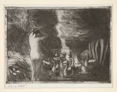 Bader med gjess (Bader med gjess) av Camille Pissarro
