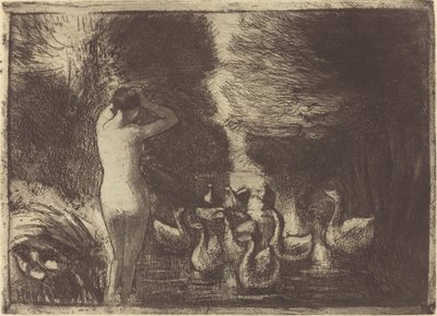 Badende med gjess, 1895. av Camille Pissarro