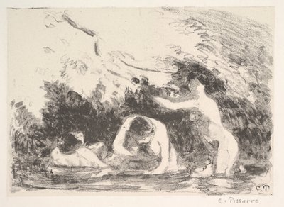 Badende i skyggen av skogkledde banker, 1894. av Camille Jacob Pissarro