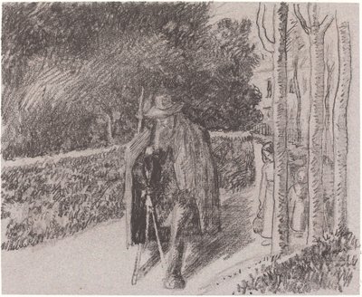 Tigger med en krykke-mendiant a la bequille, 1897. av Camille Pissarro