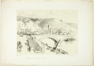 Bro i Rouen: Pont Corneille av Camille Pissarro