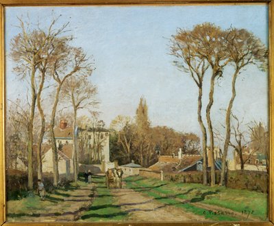 Inngang til landsbyen Voisins, Yvelines (olje på lerret) av Camille Pissarro