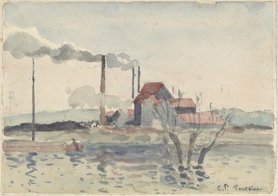 Fabrikk på Oise ved Pontoise av Camille Pissarro