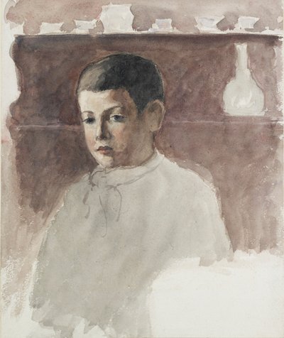 Halvlengde portrett av Lucien Pissarro 1863-1944, c1875 av Camille Pissarro