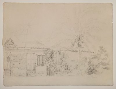 Hus og palmer av Camille Pissarro