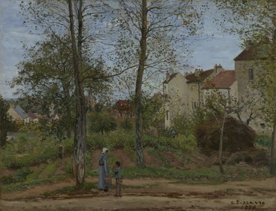 Hus på Bougival (høst) av Camille Pissarro