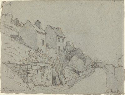 Hus ved en vei av Camille Pissarro