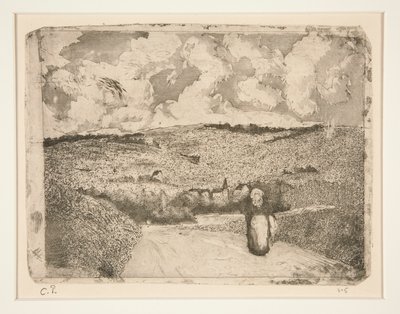 La Femme sur la route (Kvinnen på veien) av Camille Pissarro