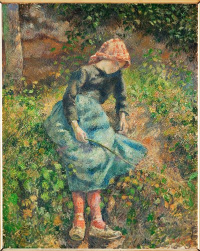 Gjeterinnen eller den unge jenta med baguette, sittende bondekvinne (olje på lerret) av Camille Pissarro