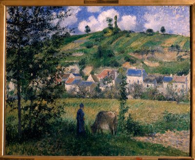 Landskap i Chaponval-maleri av Camille Pissarro (1830-1903) 1880 Søn. 0,54x0,65 m Paris, musee d