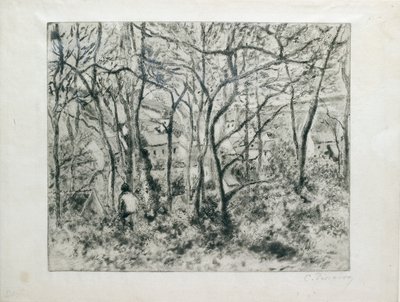 Landskap under Wood, ved Hermitage Pontoise, 1879 av Camille Pissarro