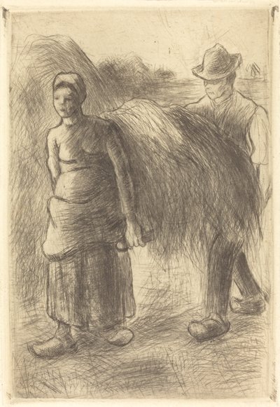 Bønder som bærer høy av Camille Pissarro