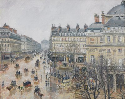 French Theatre Square, Paris: Regn av Camille Jacob Pissarro