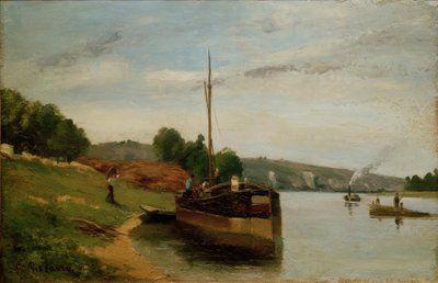 Lektere på Seinen av Camille Jacob Pissarro