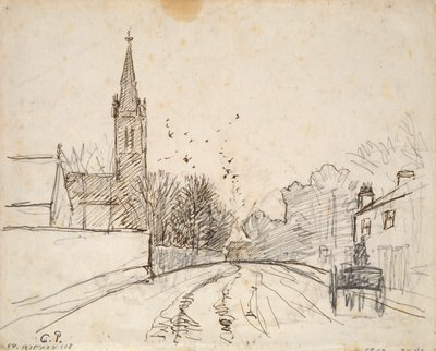 Studie av Upper Norwood, London, med All Saints Church, 1871 av Camille Pissarro