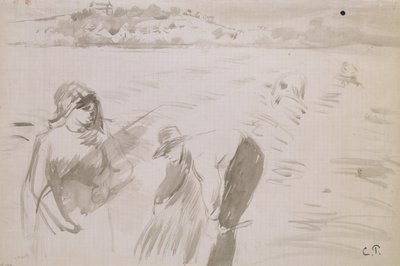 Studie av hogstmaskiner som arbeider på et felt nær Pontoise, 1882 av Camille Pissarro